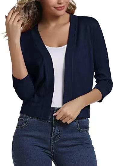 Damen Cardigan Kurz Mit Offener Vorderseite