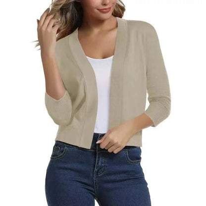 Damen Cardigan Kurz Mit Offener Vorderseite