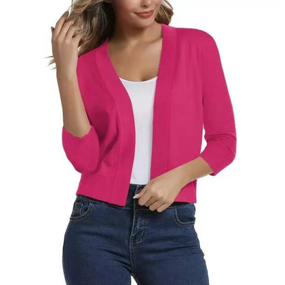 Damen Cardigan Kurz Mit Offener Vorderseite