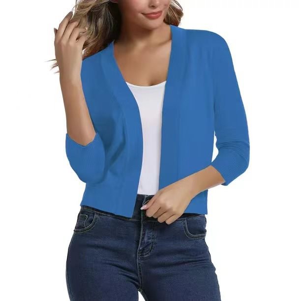 Damen Cardigan Kurz Mit Offener Vorderseite