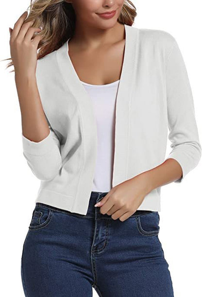 Damen Cardigan Kurz Mit Offener Vorderseite