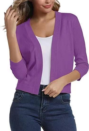Damen Cardigan Kurz Mit Offener Vorderseite