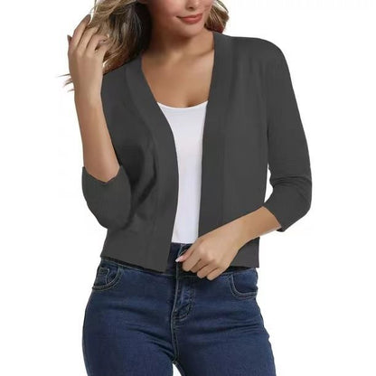 Damen Cardigan Kurz Mit Offener Vorderseite