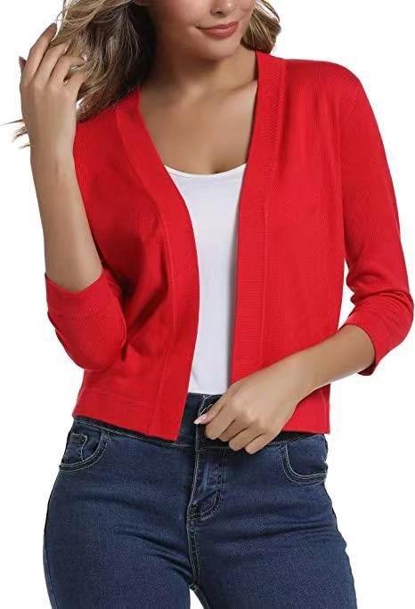 Damen Cardigan Kurz Mit Offener Vorderseite