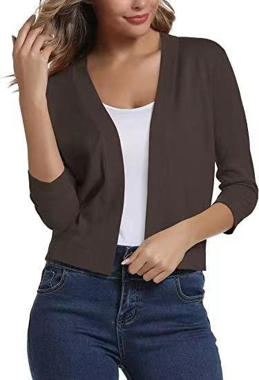 Damen Cardigan Kurz Mit Offener Vorderseite