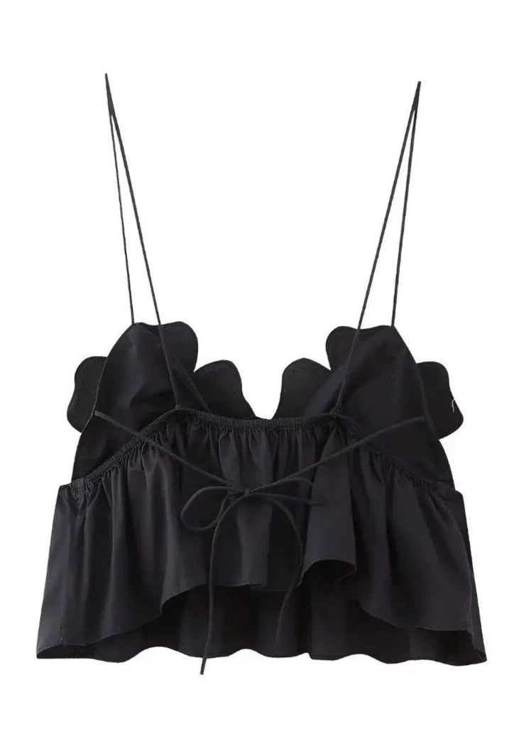 Damen Schwarzes Geripptes Stricktop Arabella