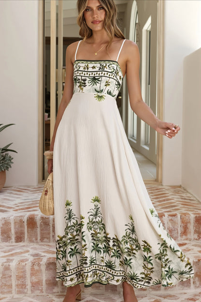 Damen Slipkleid in Maxi-Länge mit floralem Allover-Print