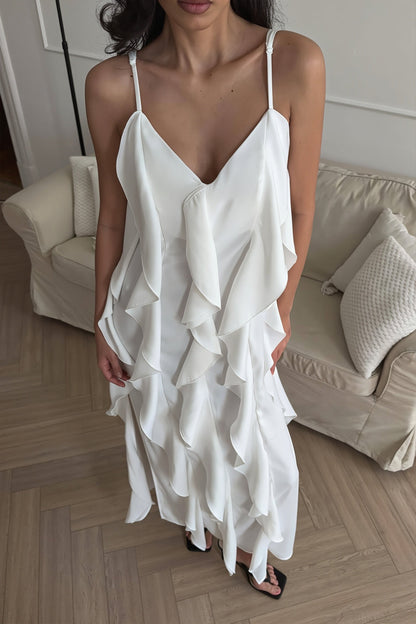 Damen Maxikleid mit schmalen Trägern und fliessender Silhouette