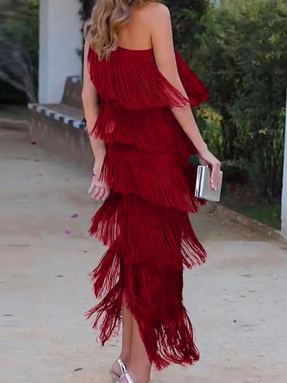 Müheloser Chic Asymmetrisches Maxikleid mit einer Schulter