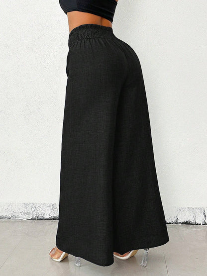 High-Waist Damenhose in Unifarben mit elastischem Bund