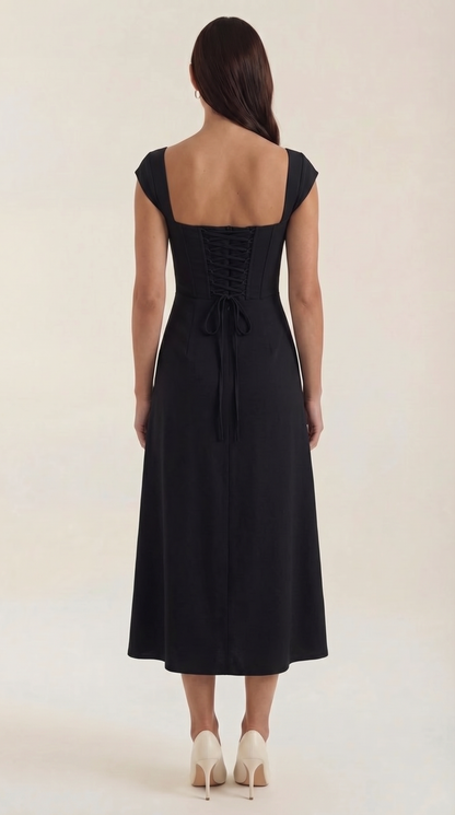 Damen Korsett Midi Kleid Hochzeitsgast Kleid