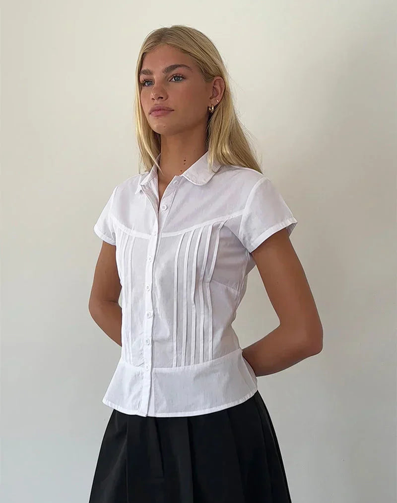 Elegante Damenbluse mit transparenten Ärmeln