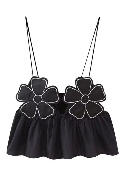 Damen Schwarzes Geripptes Stricktop Arabella