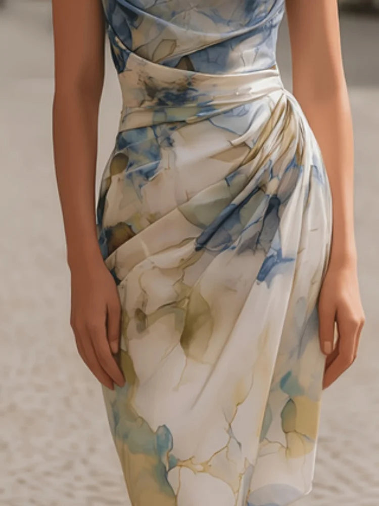 Damen Schulterfreies Figurbetontes Kleid aus Spitzennadelspitze Lang