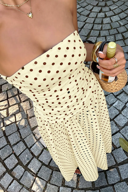 Damen Maxi Kleid mit Polka Dots in Seitenansicht