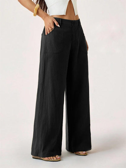 Damen Wide-Leg-Hose aus Baumwolle und Leinen in Seitenansicht