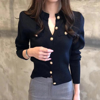 Damen Enganliegender Strick-Cardigan mit Knöpfen Slim Fit