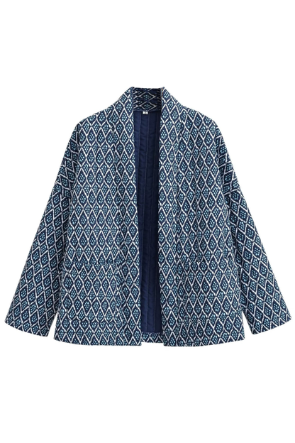 Locker sitzende leichte Baumwolljacke mit Diamantmuster
