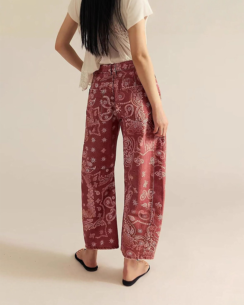 Damen Jeans mit Print in lockerer Passform, Rückansicht