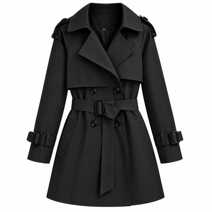 Damen Trenchcoat Kurz Tailliert