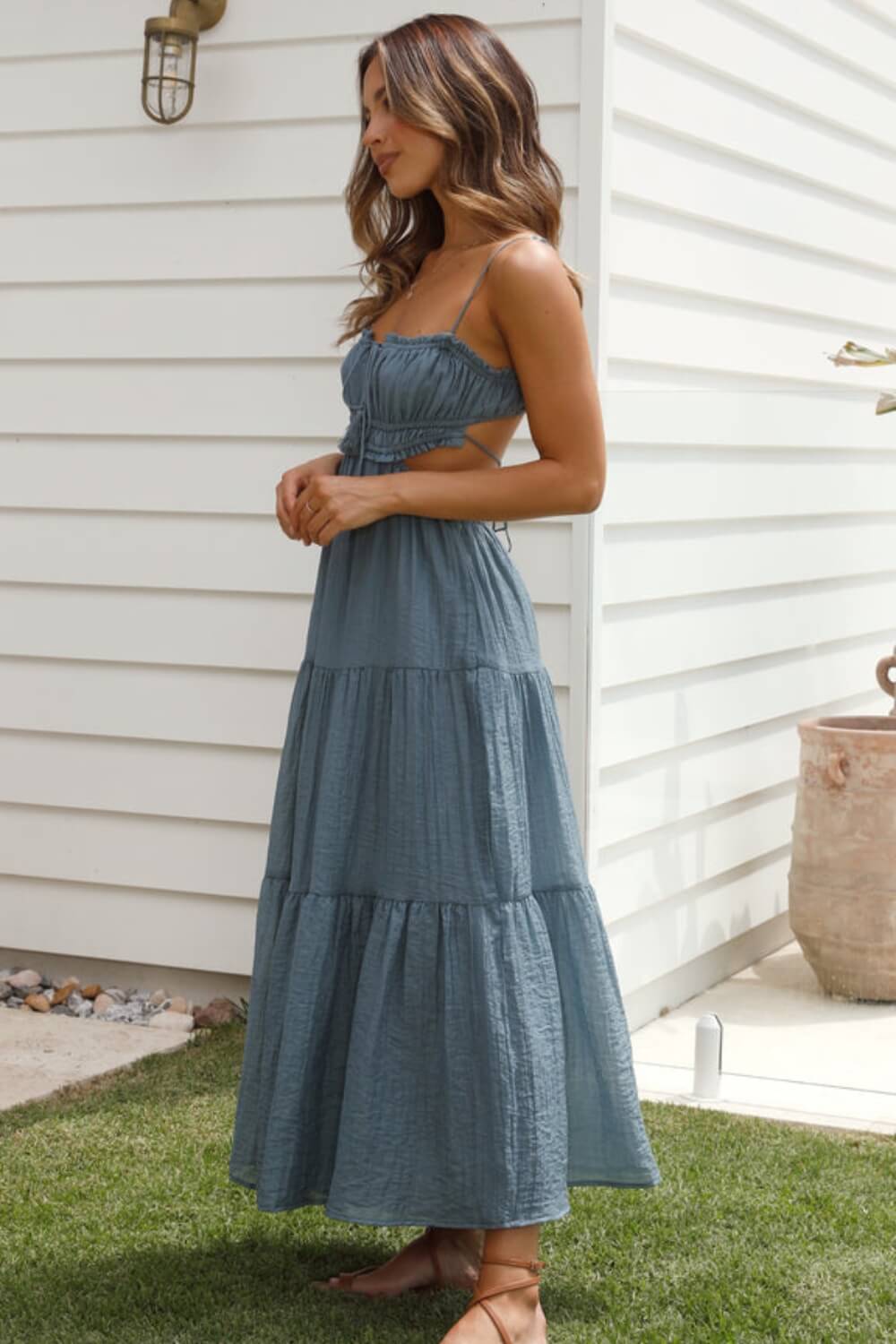 Midikleid aus Chiffon-Baumwollmischung