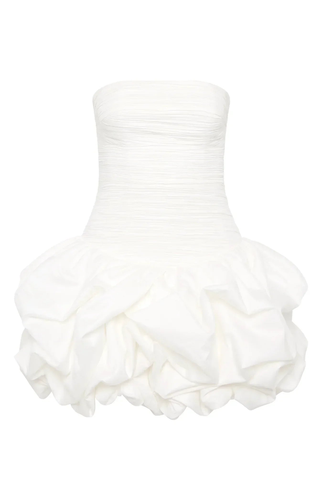 Weißes kurzes Abendkleid für Damen mit Bubble-Saum