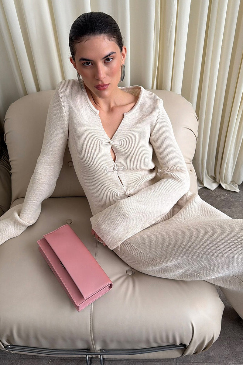 Damen-Strickset mit passendem Oberteil und langem Rock