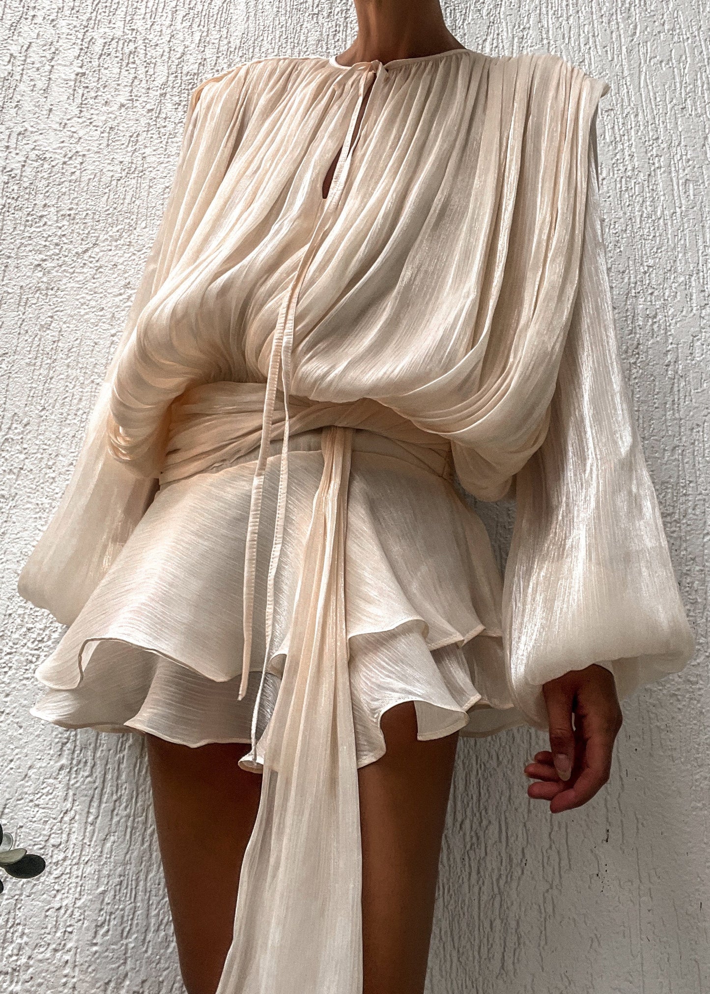 Estelle Champagner Satin Negligékleid