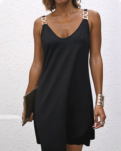 Damen Minikleid ohne Ärmel in Uni, leichter Casual-Look für den Sommer
