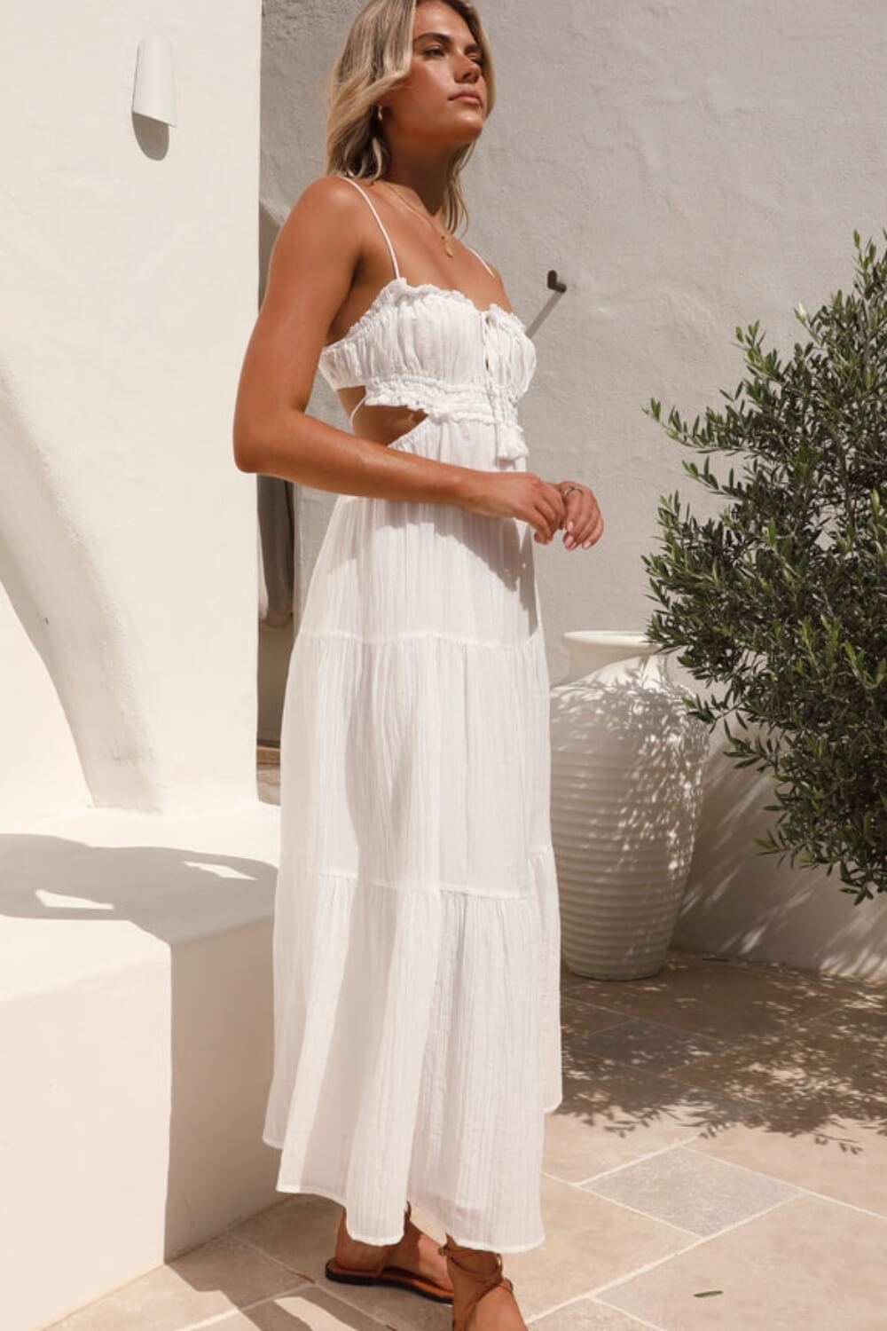 Midikleid aus Chiffon-Baumwollmischung