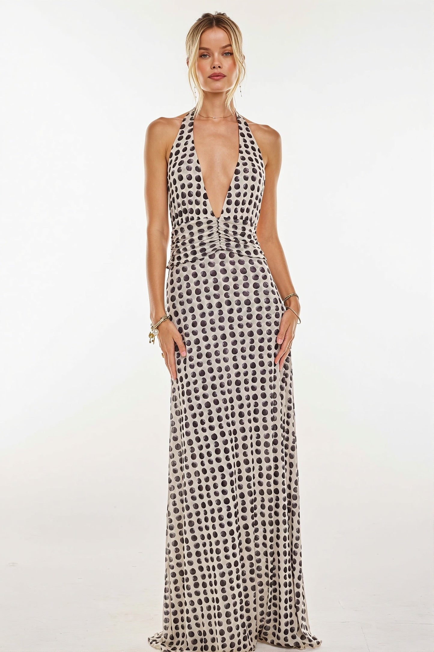 Detailansicht vom Print des Damen Maxi Kleids