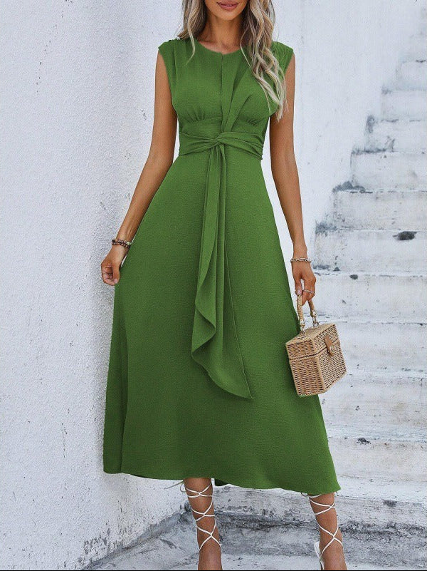 Stilvolles Midi Kleid für Damen mit drapierter Taille und klassischem Look