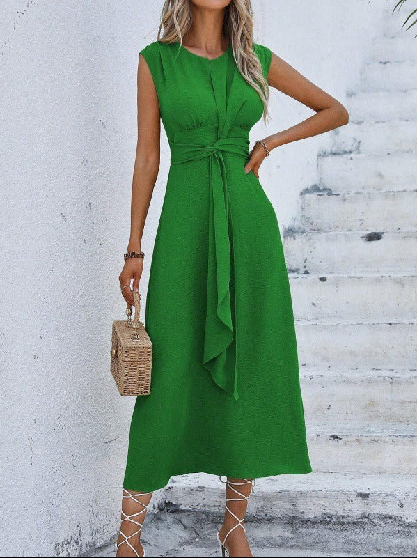 Festliches Damen Midi Kleid mit drapierter Taille und schlichtem Design