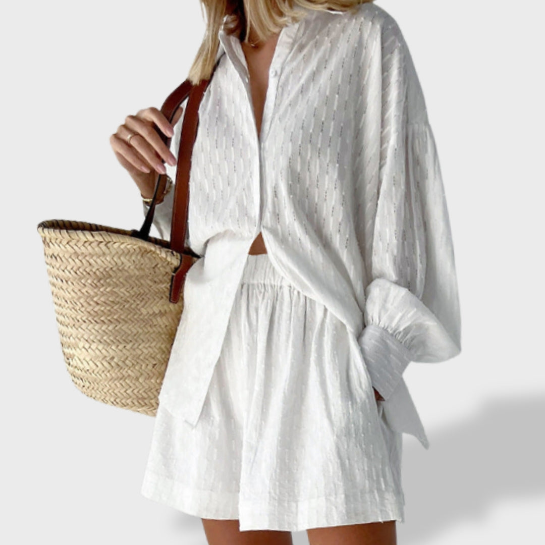 Damen Blusenset leicht mit Shorts als sommerlicher Zweiteiler