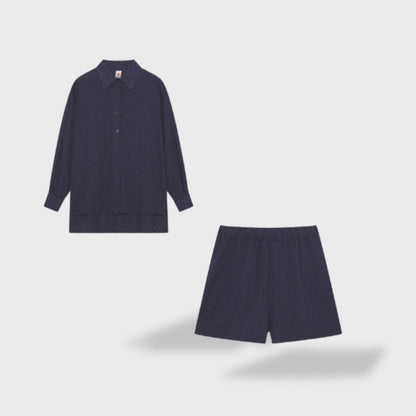 Damen Blusenset mit Shorts in stilvoller, entspannter Passform