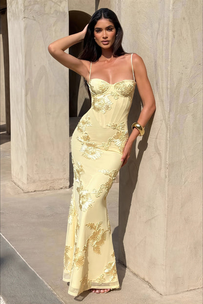 Damen Maxikleid Blumenmuster Mit Rückenausschnitt