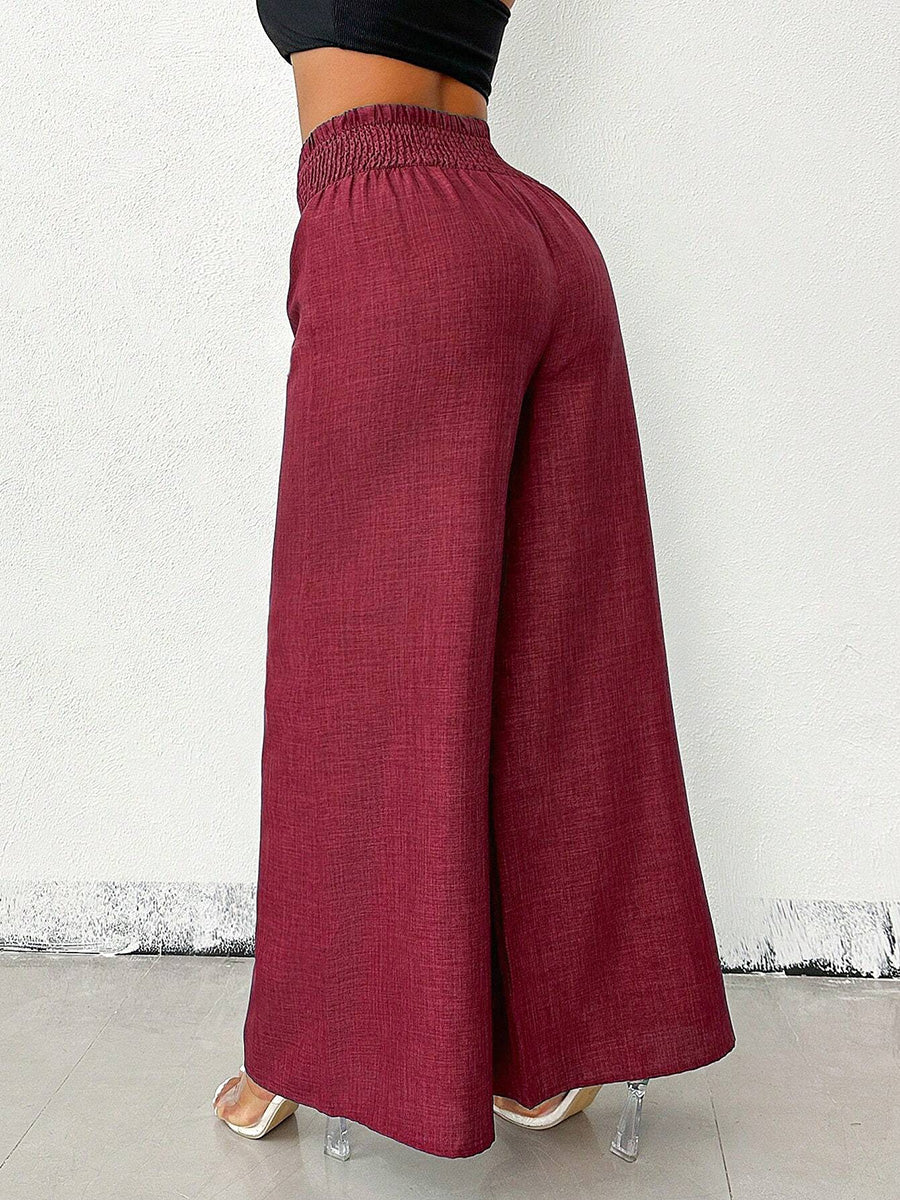 Damen Weite High Waist Hose in schlichtem unifarbenem Design