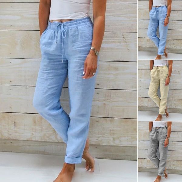 Dehnbare Leinenmisch-Hose für Damen
