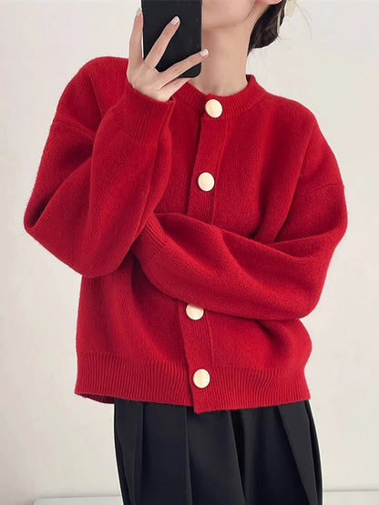 Damen Strick-Einzelknopf-Cardigan