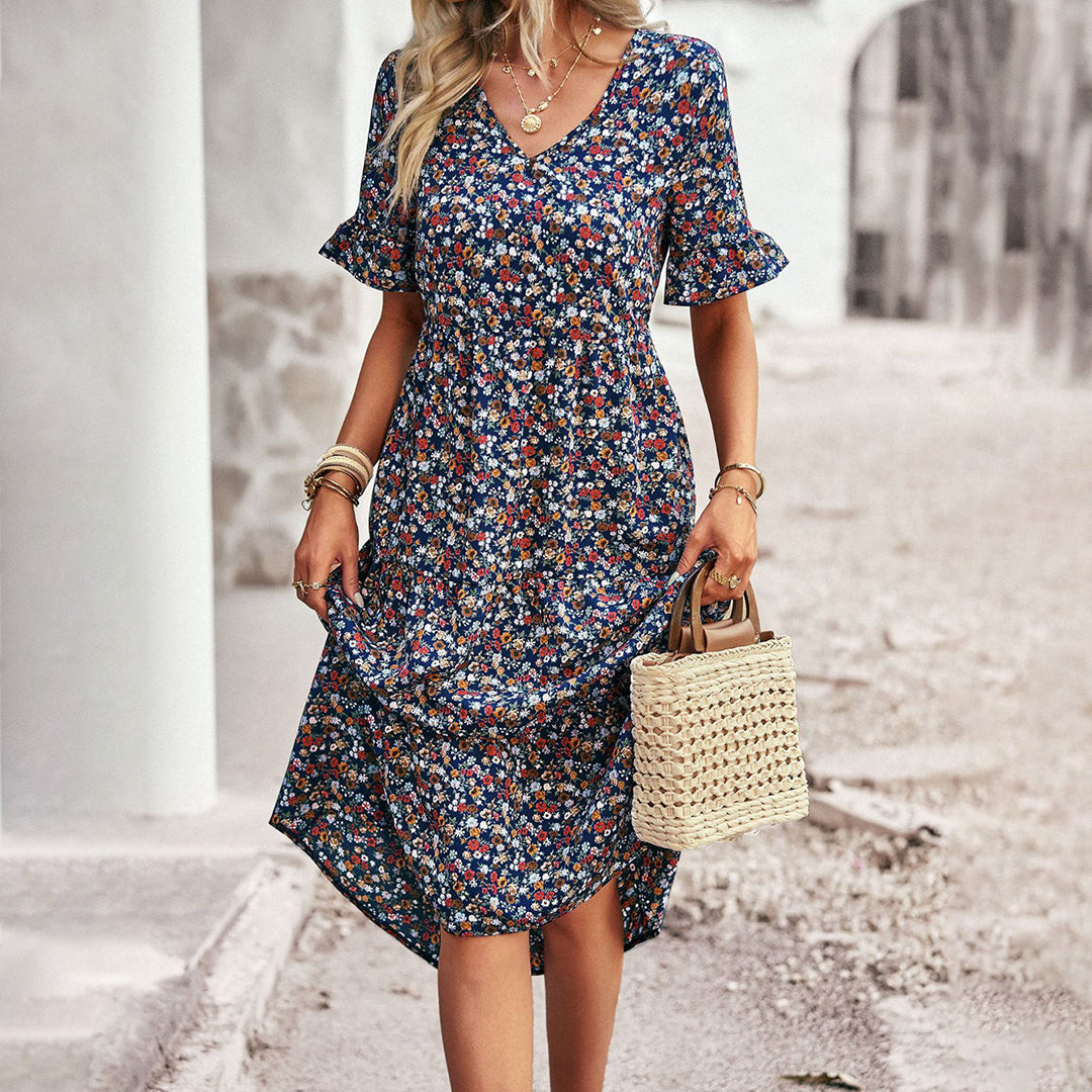 Sommer-Midikleid mit Blumendesign für Damen