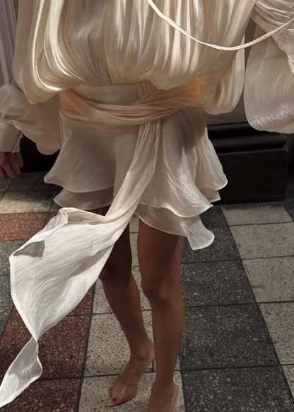 Estelle Champagner Satin Negligékleid