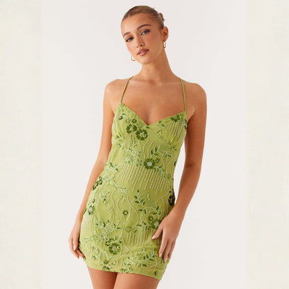 Kurzes Kleid aus Polyester mit Paillettenverzierung