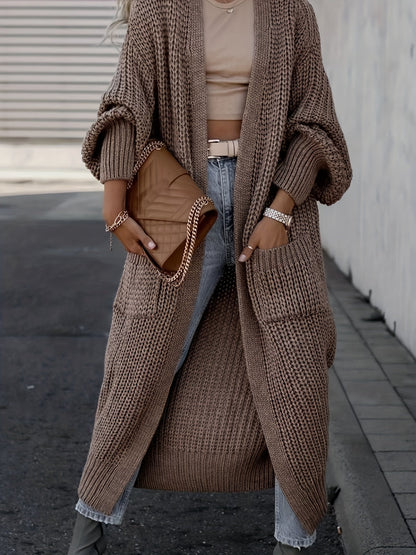 Damen Maxi Cardigan Mit Langen Ärmeln