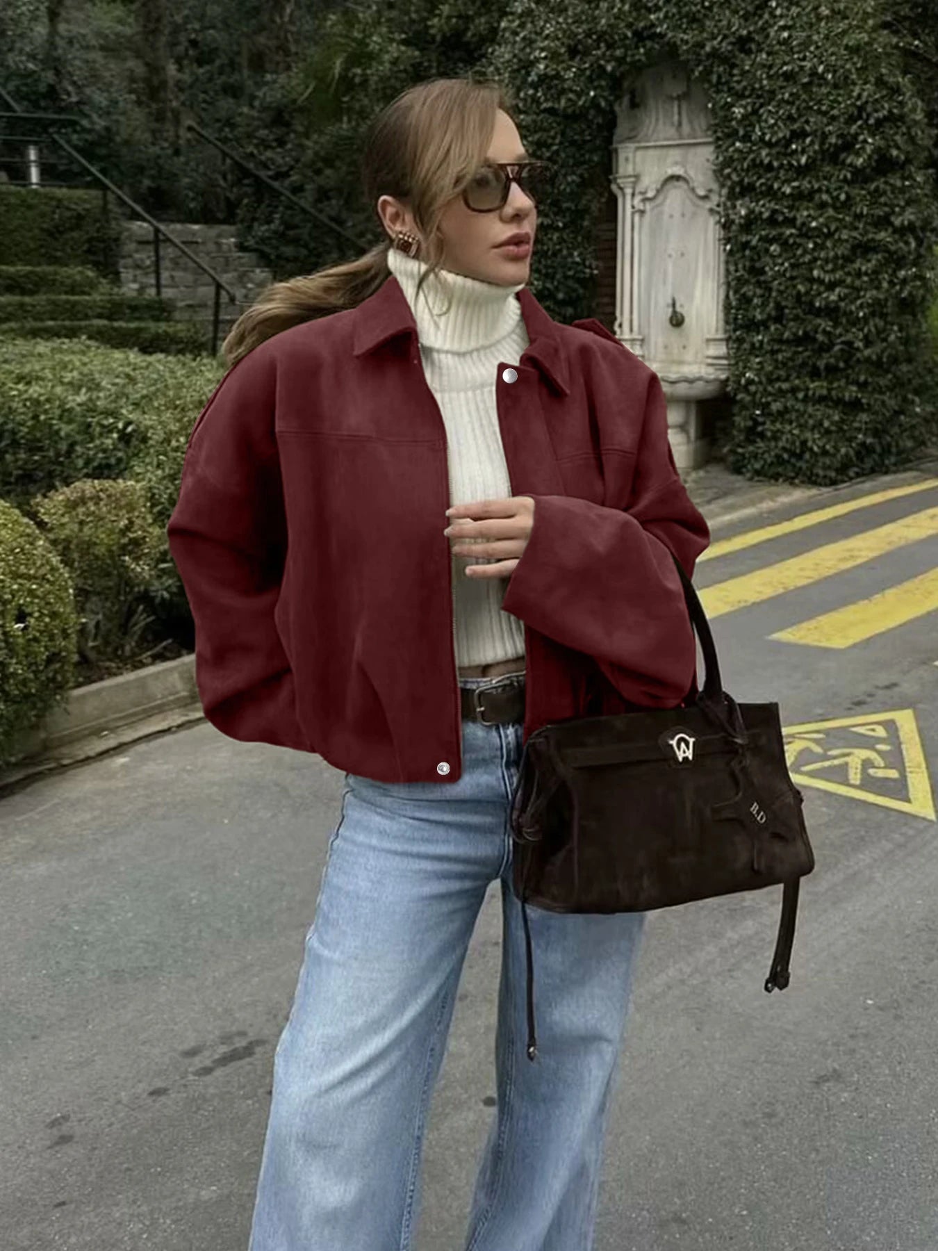 Damenjacke aus Polyester mit Cargo-Taschen und lockerem Schnitt