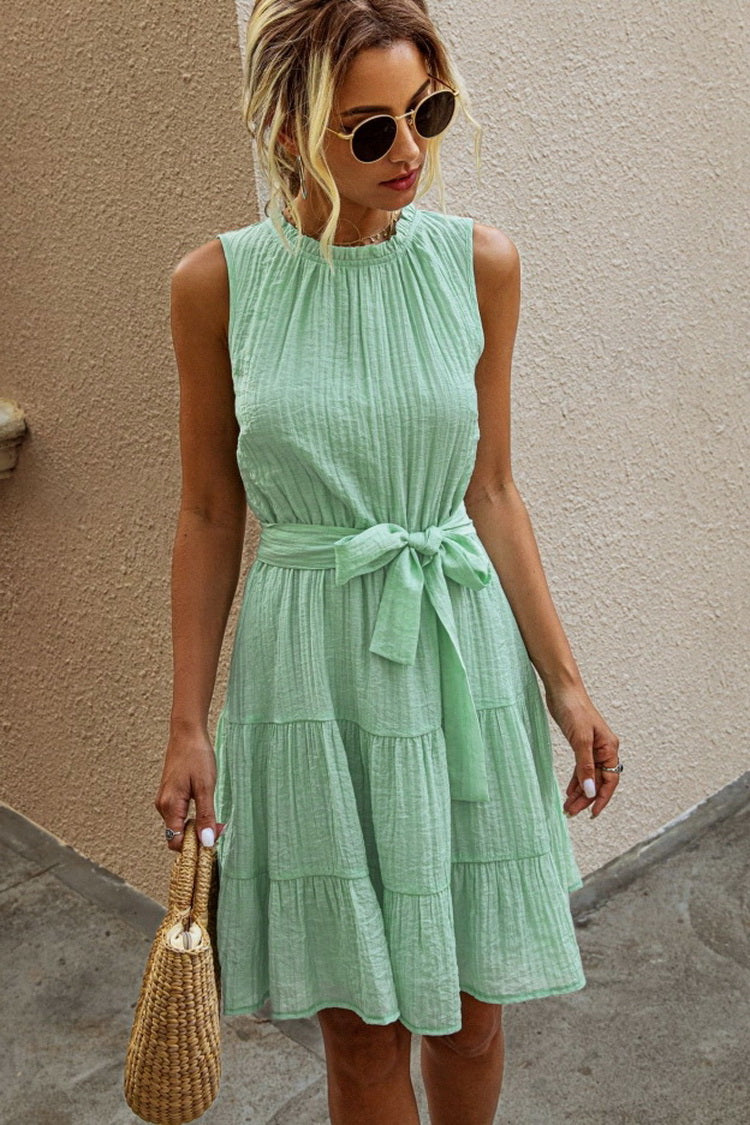 Ärmelloses Spitzen-Minikleid mit einfarbigem Design