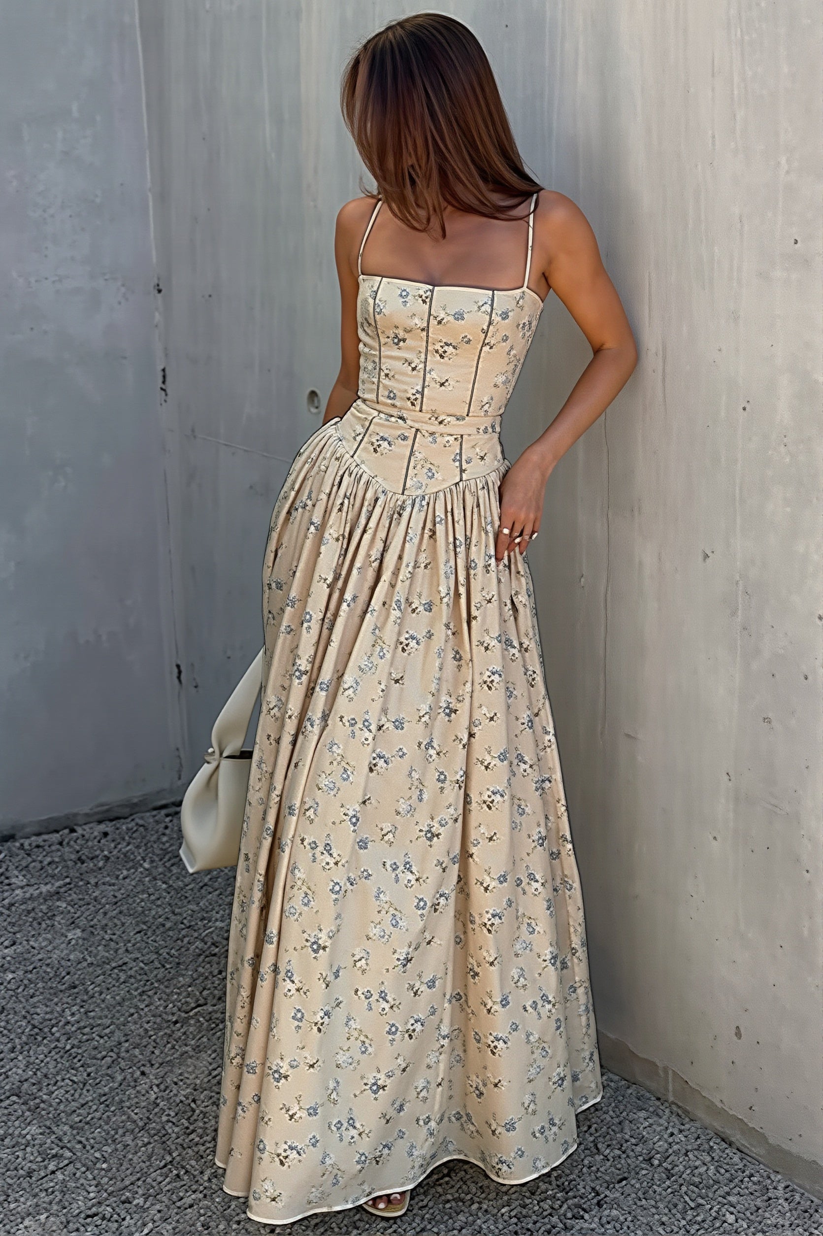 Vintage inspiriertes Damen Slipkleid mit hohem Taillenansatz
