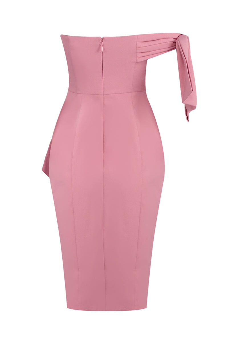 Midi-Kleid mit einer Schulter und Schleifendetail