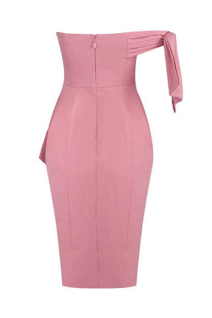 Midi-Kleid mit einer Schulter und Schleifendetail