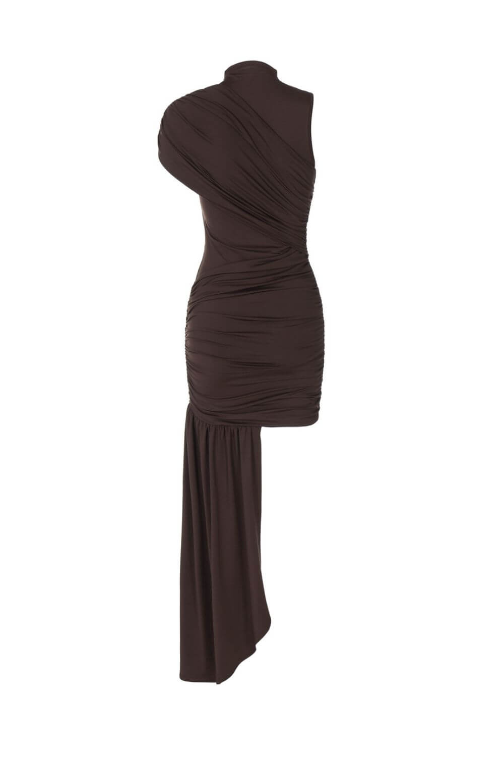 Asymmetrisches, drapiertes kurzes Kleid mit einem Schulterriemen