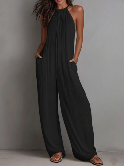 Strukturierter Leinen-Jumpsuit für Damen